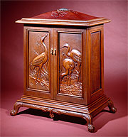 Whooping Crane Jewelry Box or Collectors Cabinet in Leather