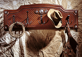 Santa Fe Coat and Hat Rack in Leather