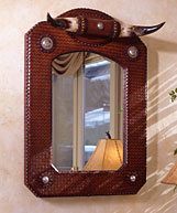 Braided Leather Mirror with or without Horns