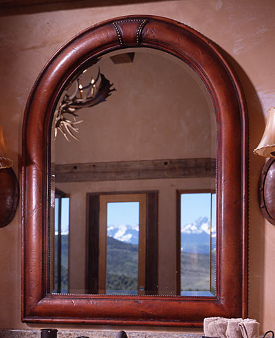 Leather Mirror with Domed Top