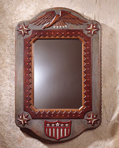 Leather Mirror with Eagle detail