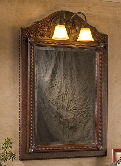 Leather Mirror with Oak Leaf detail