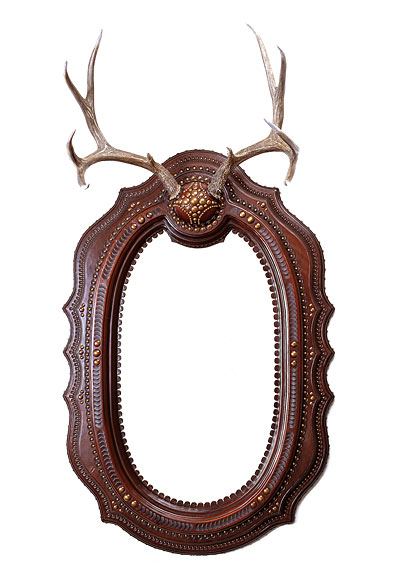 Leather Austrian Hunting Lodge Oval Mirror