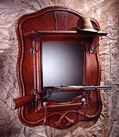 Leather Roper I Mirror with Top Shelf