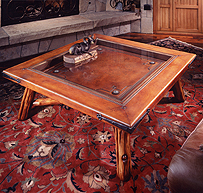 Square Shadowbox Leather Coffee Table by Chapman Design Inc