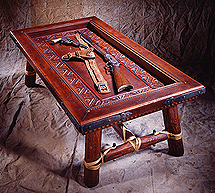 Leather Shadowbox Display Coffee Table