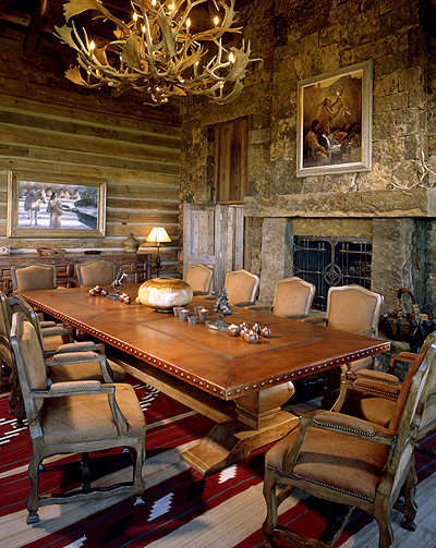 Trestle Base Leather Table